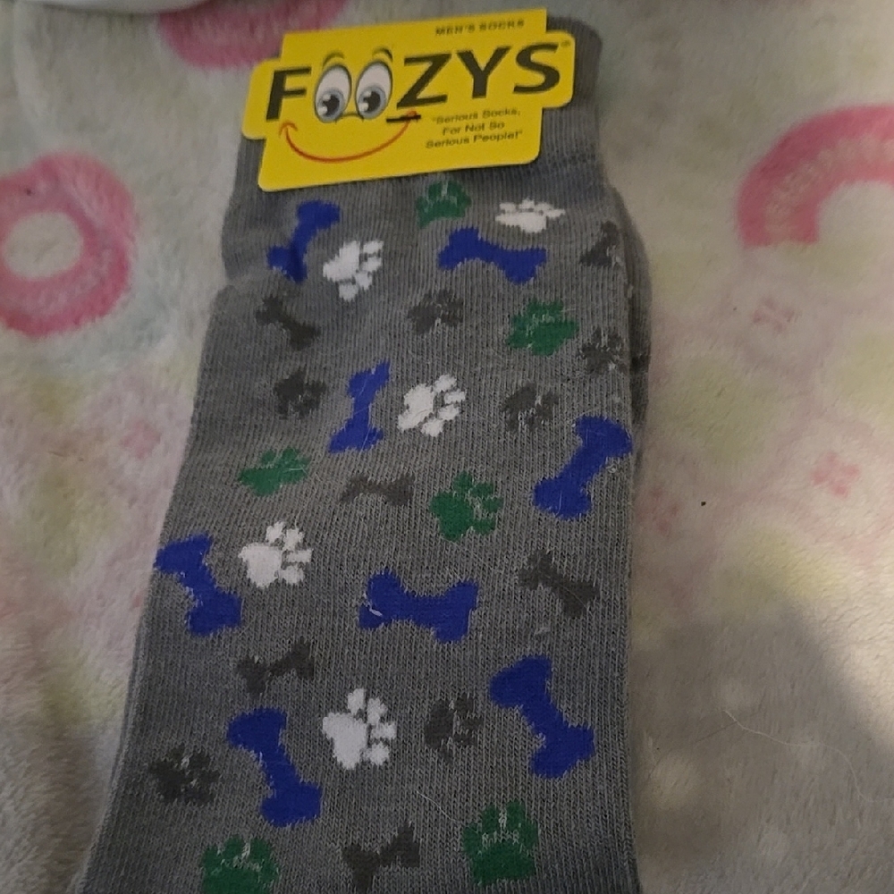 Foozys Gray Socks Dog bone paws DOGGIE 🧦 mens Size 10-13